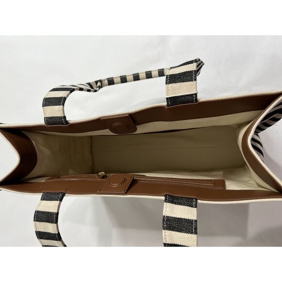 Anine Bing Black and White Striped Tote with Logo - Picture 5 of 5